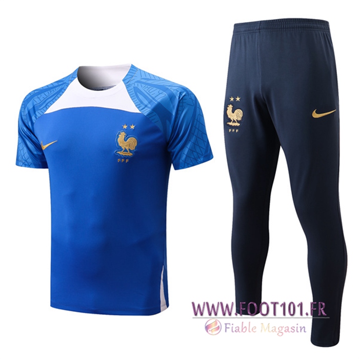 Ensemble Training T-Shirts France + Pantalon Blanc 2022/2023