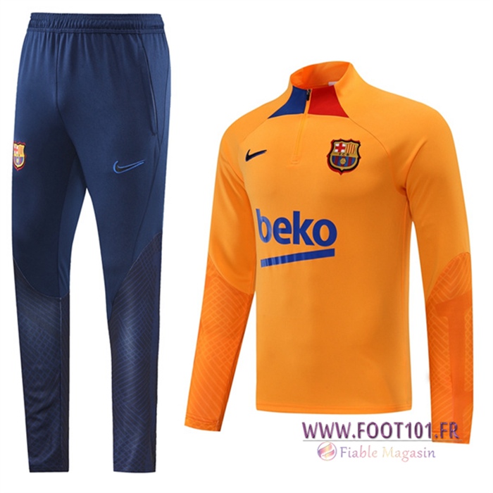 Ensemble Survetement de Foot FC Barcelone Orange 2022/2023