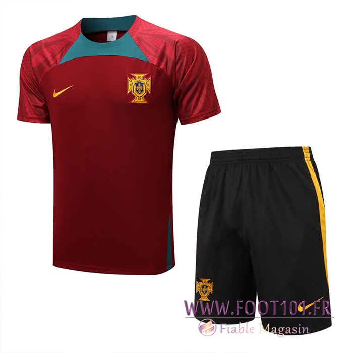 Ensemble Training T-Shirts + Shorts Portugal Rouge 2022/2023