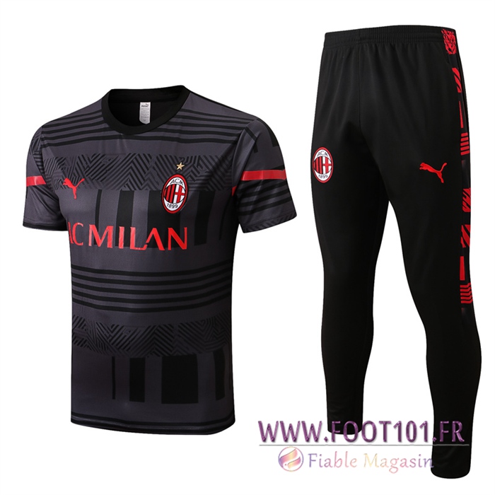 Ensemble Training T-Shirts + Pantalon Milan AC Noir 2022/2023