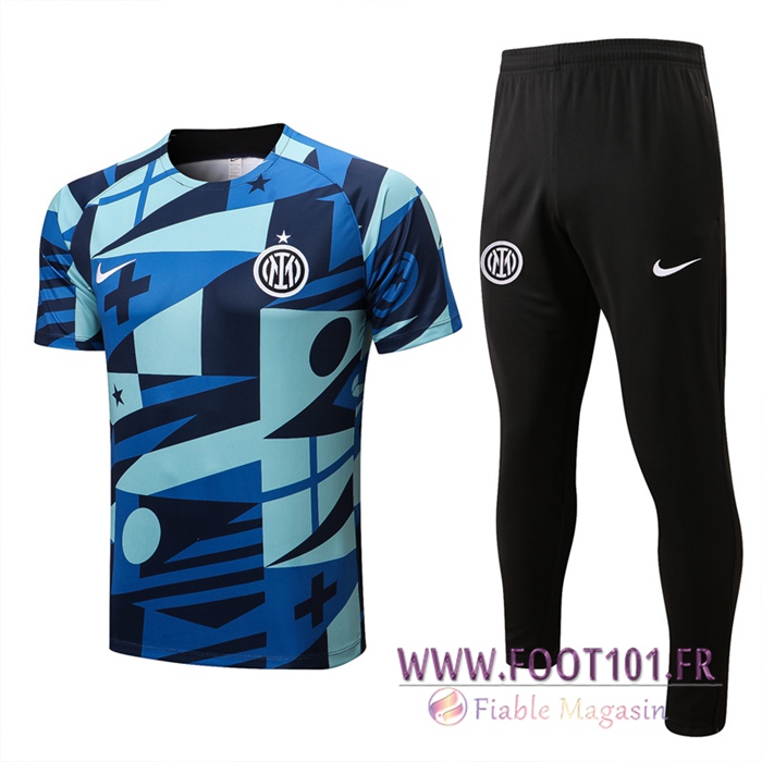 Ensemble Training T-Shirts + Pantalon Inter Milan Bleu/Vert 2022/2023