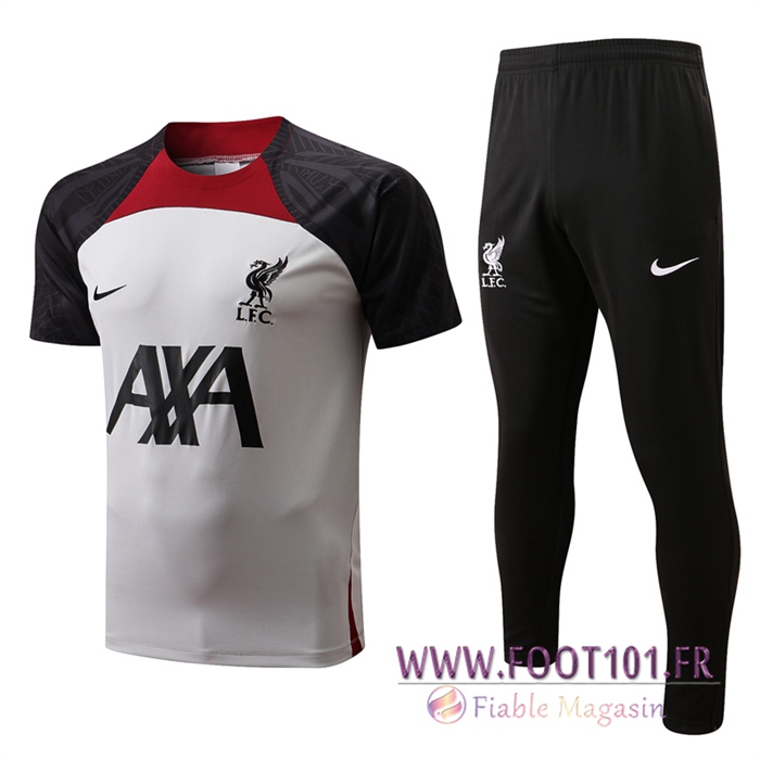 Ensemble Training T-Shirts + Pantalon FC Liverpool Noir/Blanc 2022/2023