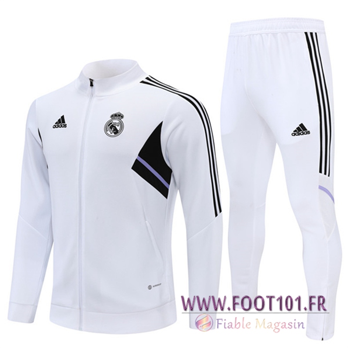 Ensemble Survetement de Foot - Veste Real Madrid Blanc 2022/2023