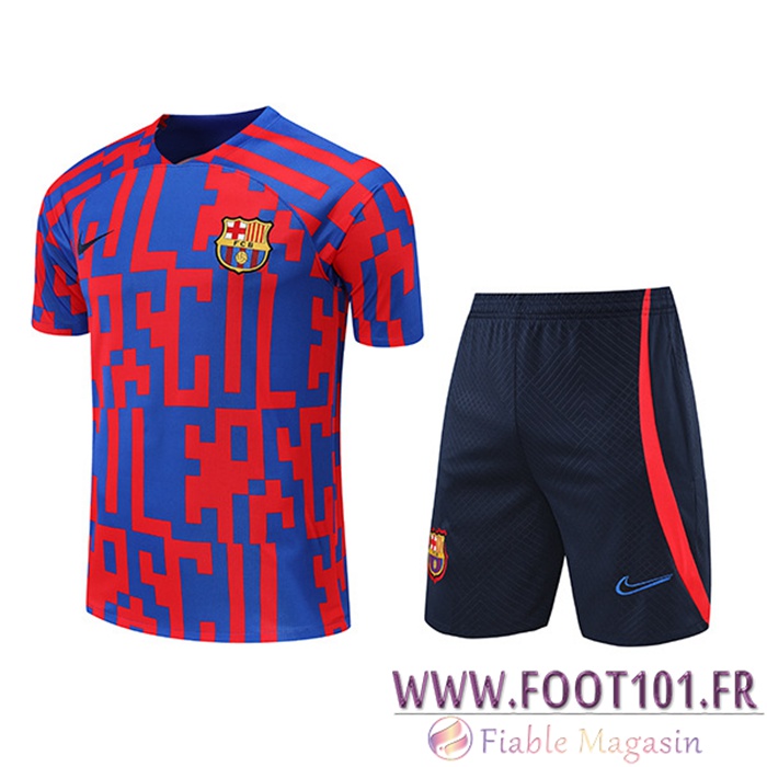 Ensemble Training T-Shirts + Shorts FC Barcelone Rouge/Bleu 2022/2023