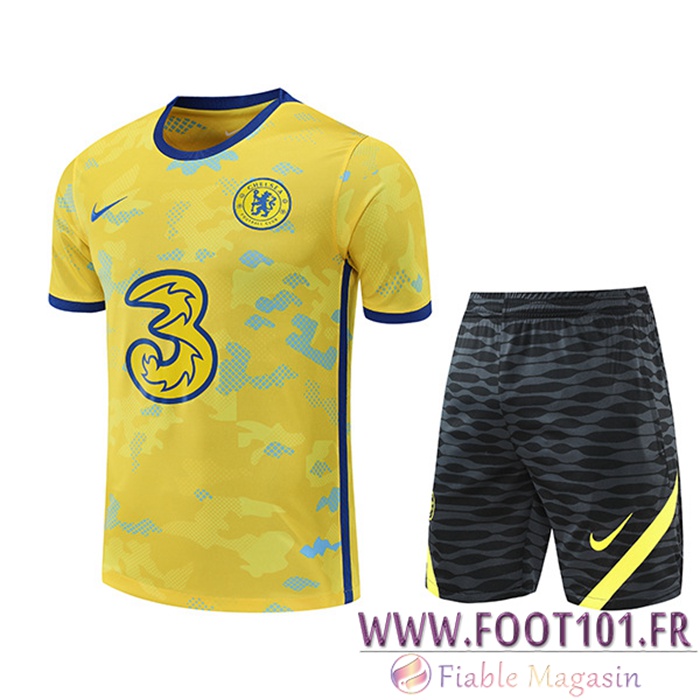Ensemble Training T-Shirts + Shorts FC Chelsea Jaune 2022/2023