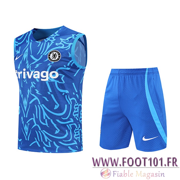 Ensemble Training Debardeur + Shorts FC Chelsea Pattern Bleu 2022/2023