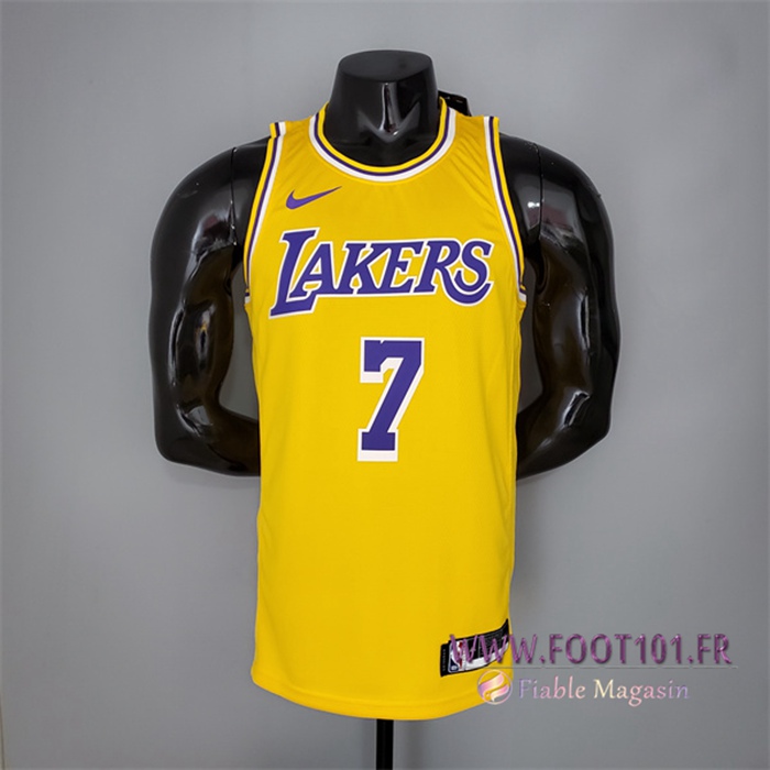 Maillot Los Angeles Lakers (Anthony #7) Jaune Encolure Ronde