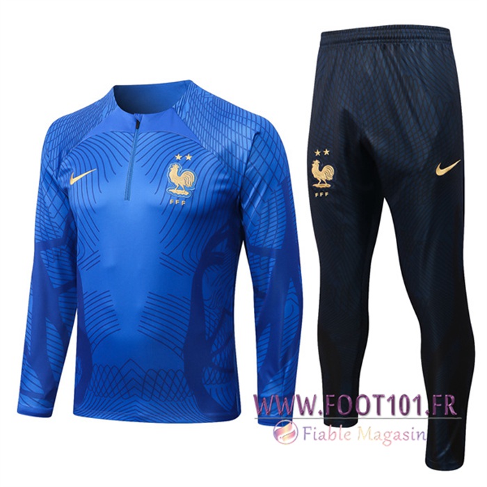 Ensemble Survetement de Foot France Pattern Bleu 2022/2023