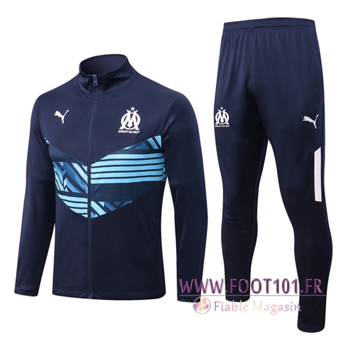Ensemble Survetement de Foot - Veste Marseille Bleu Marin 2022/2023