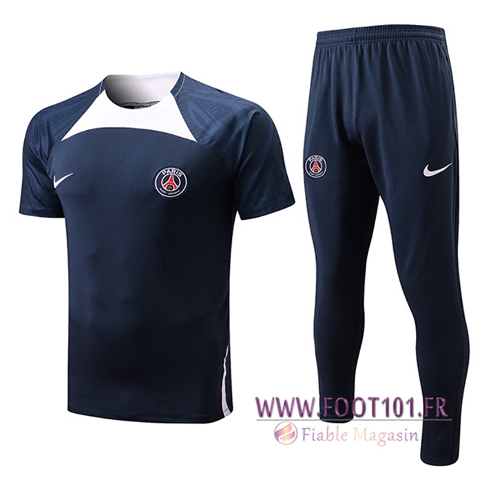 Ensemble Training T-Shirts + Pantalon PSG Blanc/Bleu 2022/2023