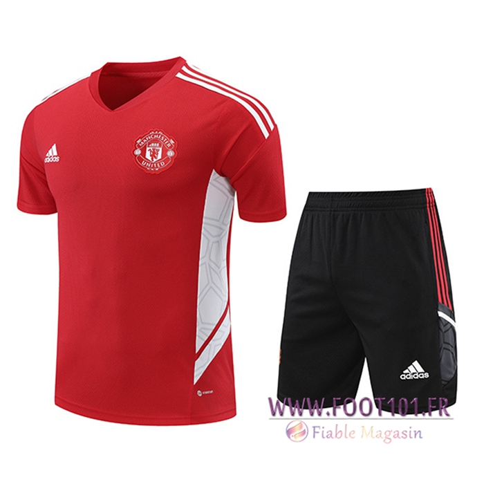 Ensemble Training T-Shirts + Shorts Manchester United Rouge/Blanc 2022/2023