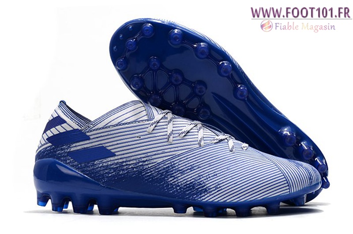 Adidas Chaussures de Foot Nemeziz 19.1 AG Bleu/Blanc