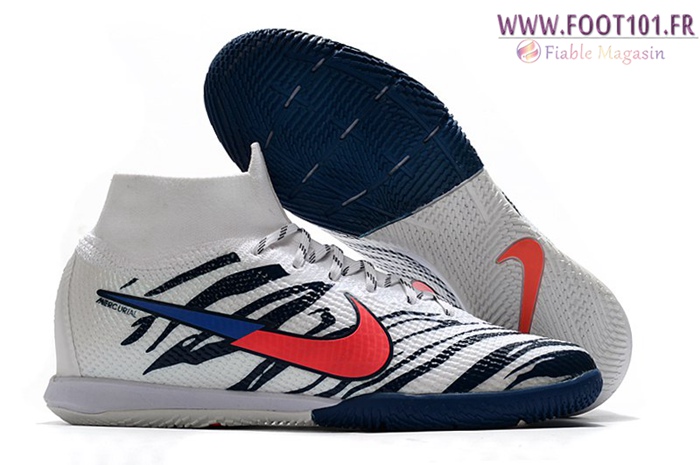 Nike Chaussures de Foot Mercurial Superfly 7 Elite MDS IC Blanc/Bleu
