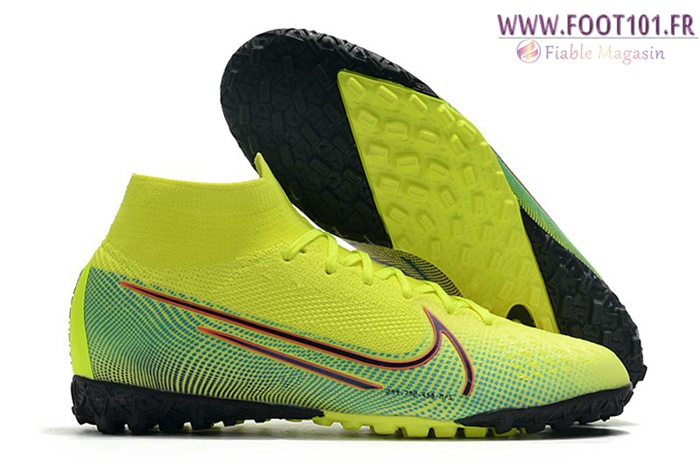 Nike Chaussures de Foot Mercurial Superfly 7 Elite MDS TF Jaune/Vert