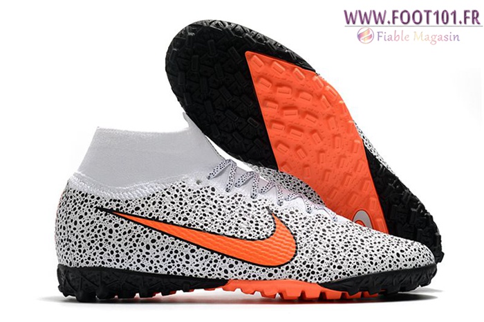 Nike Chaussures de Foot Mercurial Superfly 7 Elite MDS TF Blanc/Noir