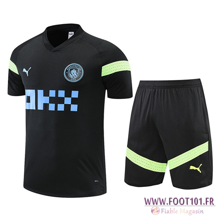 Ensemble Training T-Shirts + Shorts Manchester City Noir 2022/2023